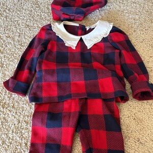 4 piece Janie and Jack Red and Blue Plaid matching set